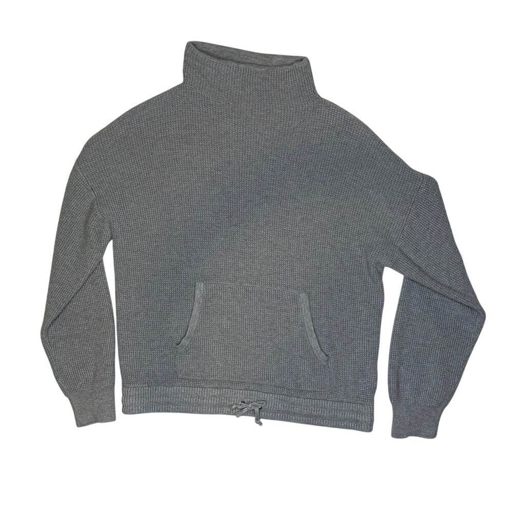 Michael Kors Grey Waffle Knit Pocket Sweatshirt Sweater Size M